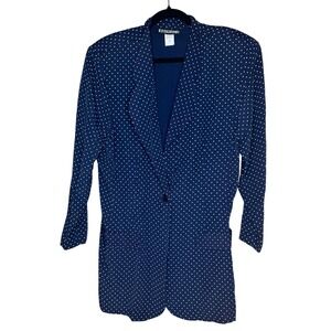 H.P. Fashions VTG Polka Dot Blazer Career Office Secretary Blue 16P USA MADE